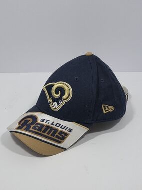 Vintage New Era 9FORTY St. Louis Rams Hat Adjustable NFL Football Cap Navy Gold
